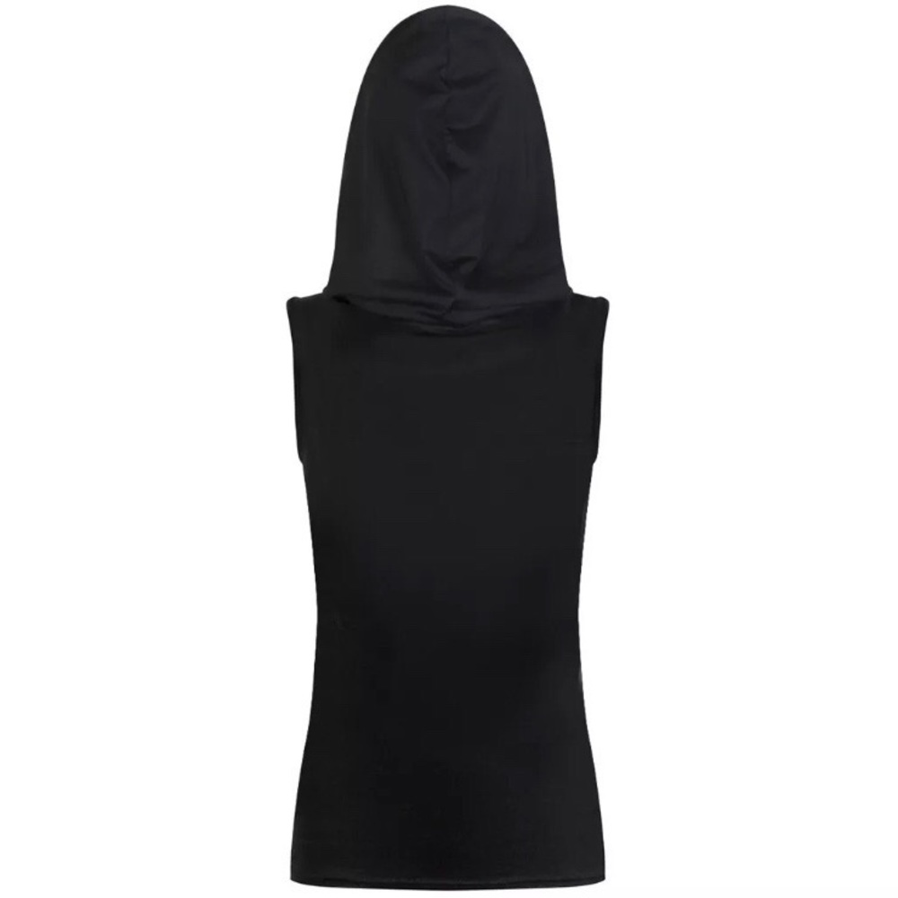M Black goth sleeveless tank hoodie face mask top - Picture 6 of 9